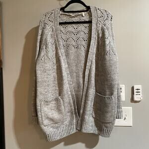 Soft Surrounding‎ Sweater Open Cardigan Sz M Gray Pockets Cozy Boho Lightweight